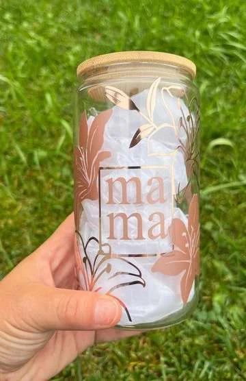 Vaso de vidrio con tapa de bambú