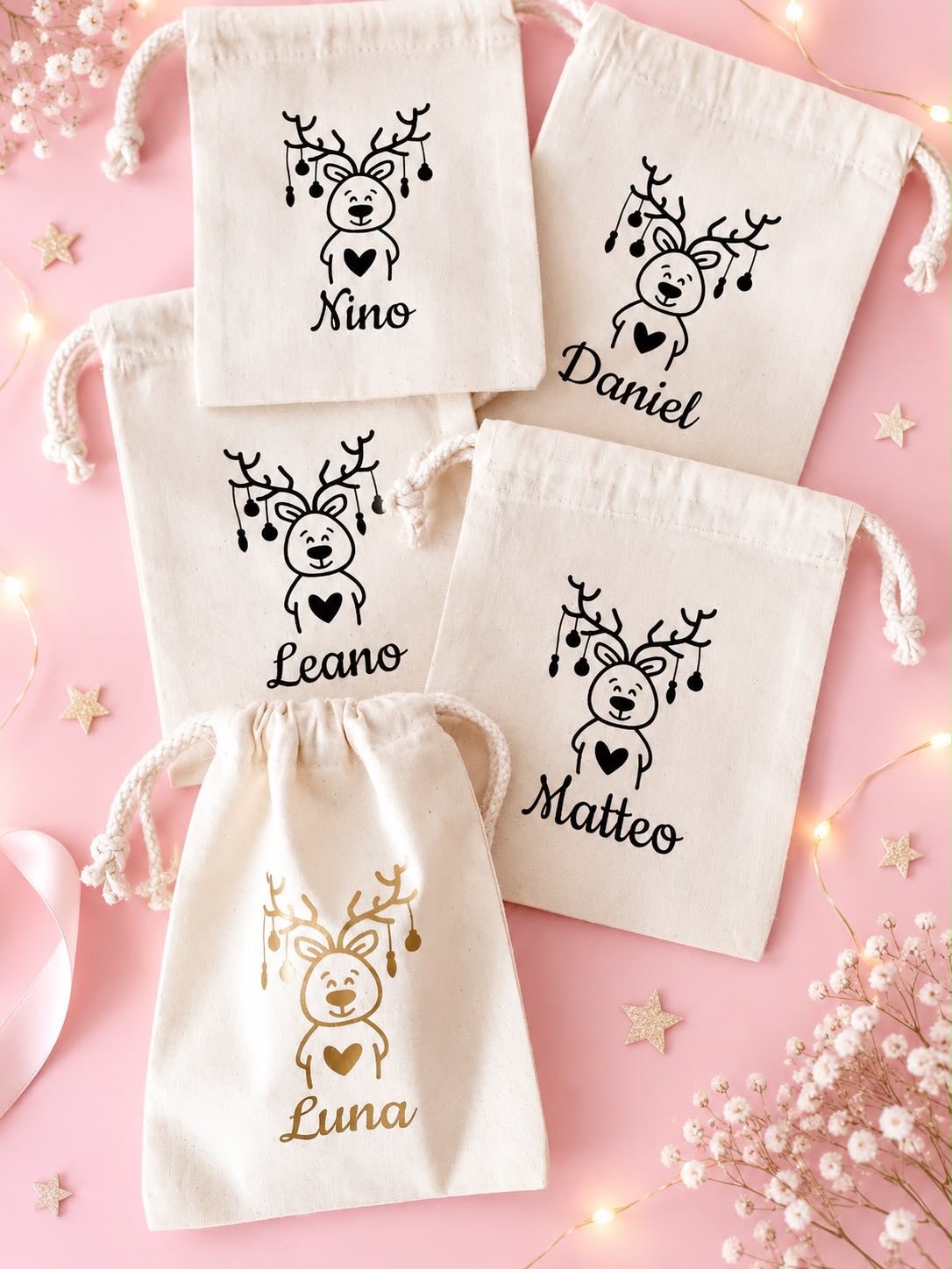 Bolsa navideña natural personalizada 20 × 30 cm