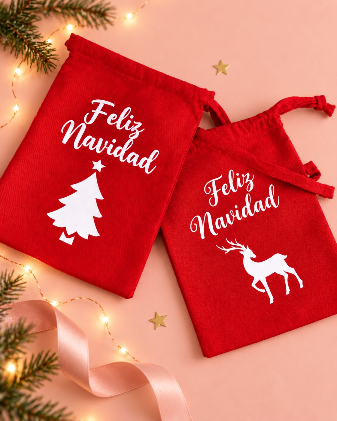 Bolsa navideña roja personalizada 20 × 30 cm