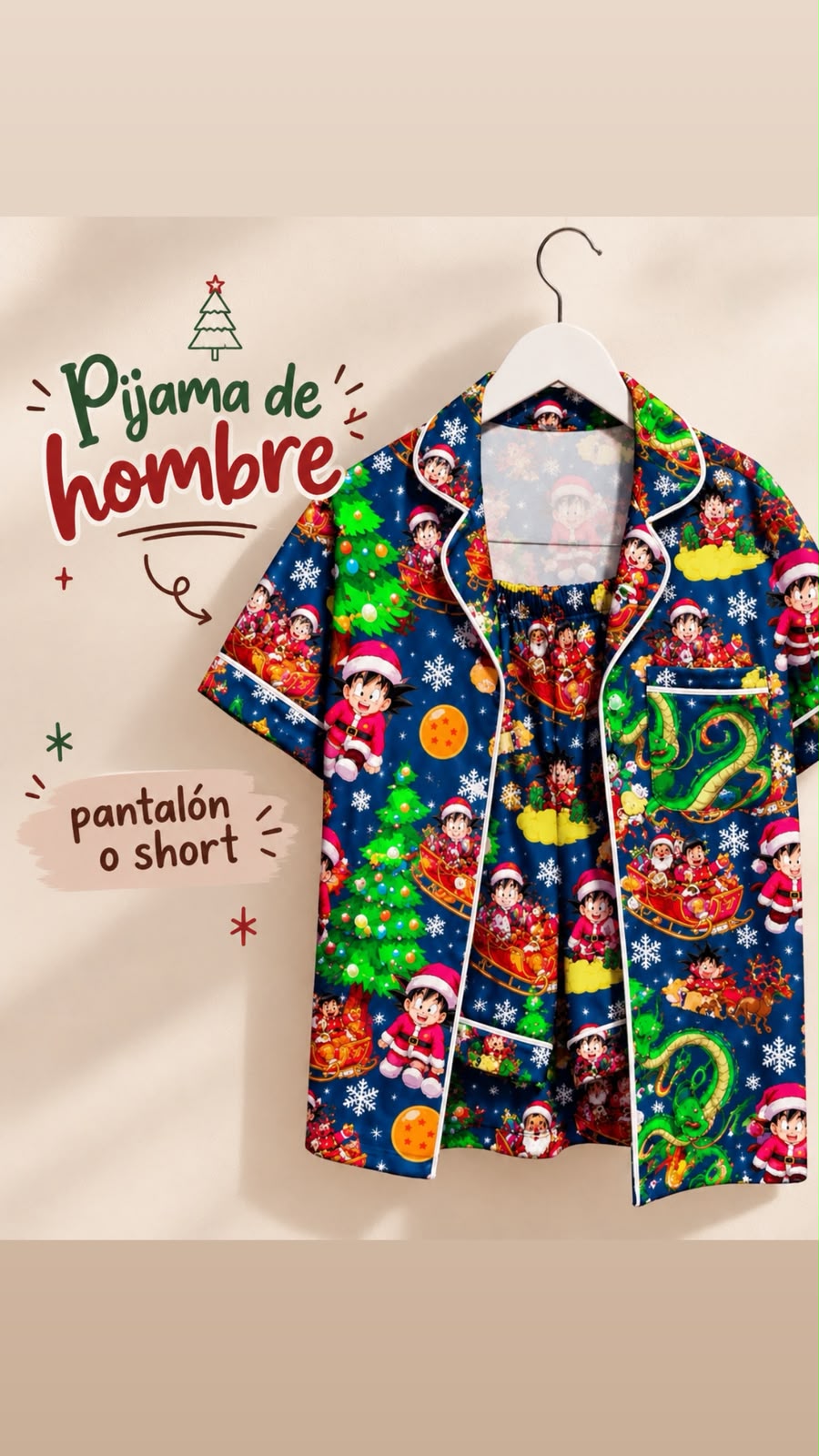 Camisa pijamera de hombre: consultar conjunto con pantalón o short · referencia de personalización Thofanie