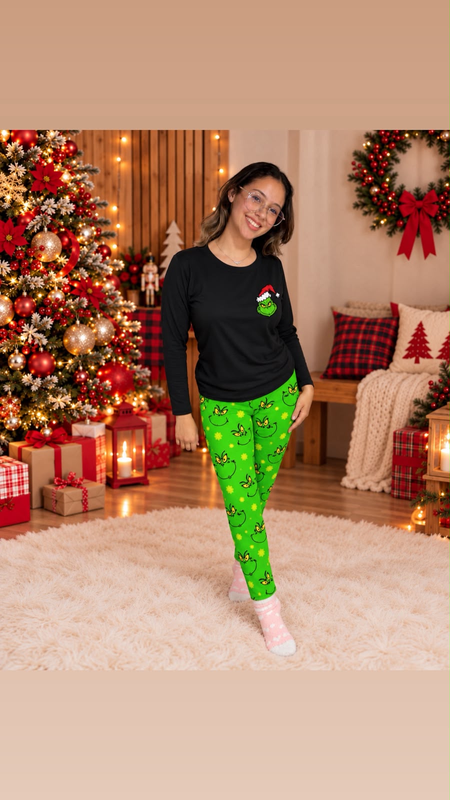 Pijama de manga larga y pantalón verde · referencia de personalización Thofanie